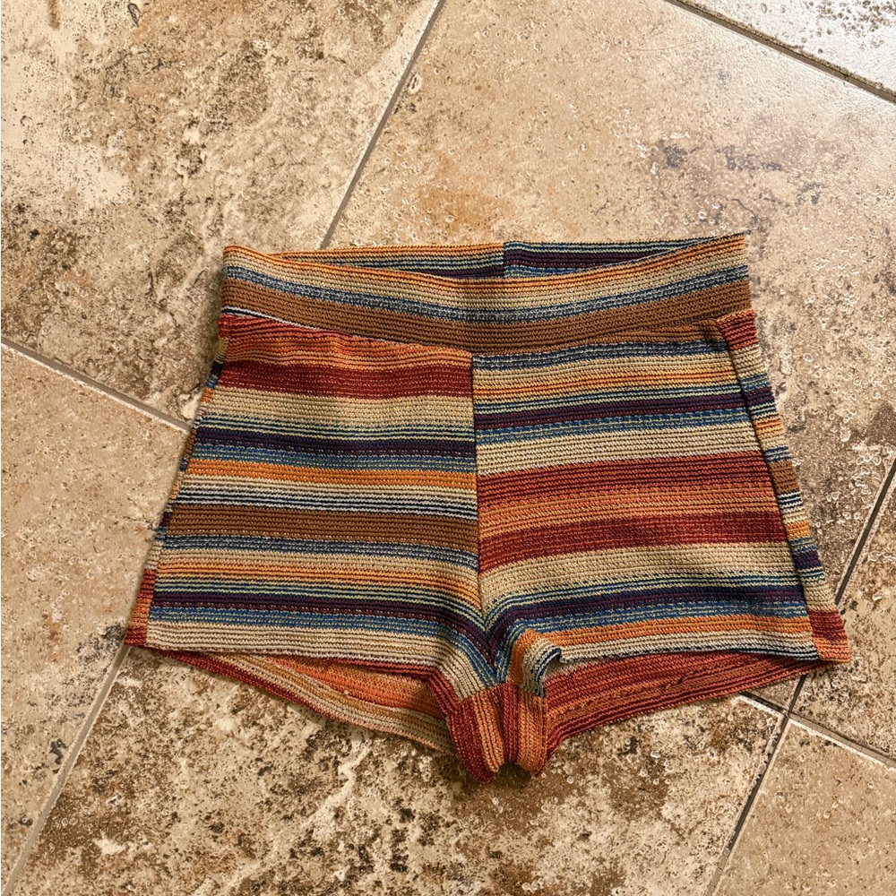 Zara High Waist Red and Orange Shorts